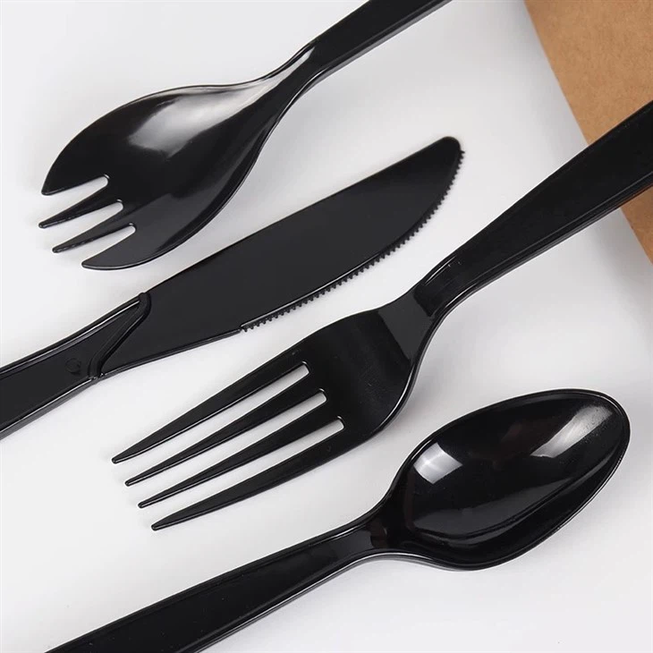 black disposable cutlery